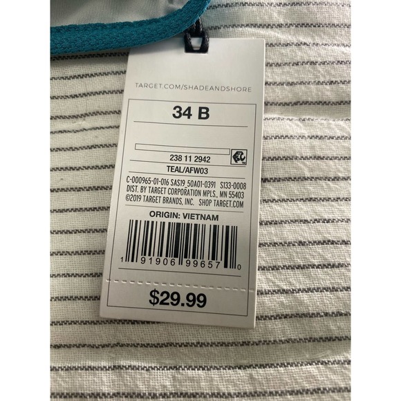 NWT Shade and Shore 34B lightly Padded Turquoise bikini Top - Picture 6 of 6